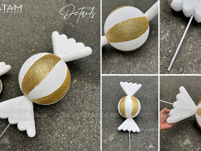 Mô hình kẹo mút tròn xoắn 2 đầu [Nhiều cỡ - Mút xốp] KEONGOT-03